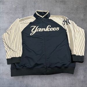 New York Yankees Men's Stitches Blue Pinstripe Sleeves Full Zip Jacket XL Pocket